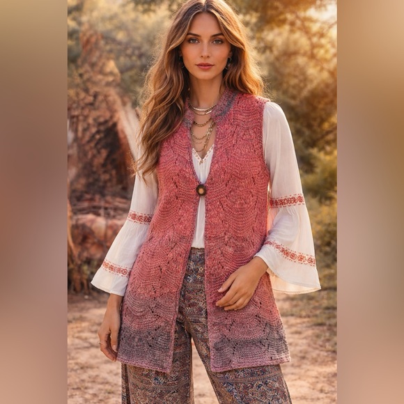 Coldwater Creek Sweaters - Coldwater Creek Bohemian Long Knit Cardigan Sweater Vest. Size Medium